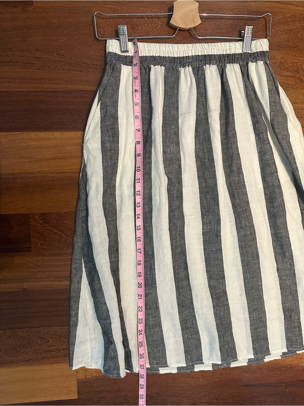 Catherine Malandrino Gray and White Striped A-Line Skirt - Picture 2 of 4